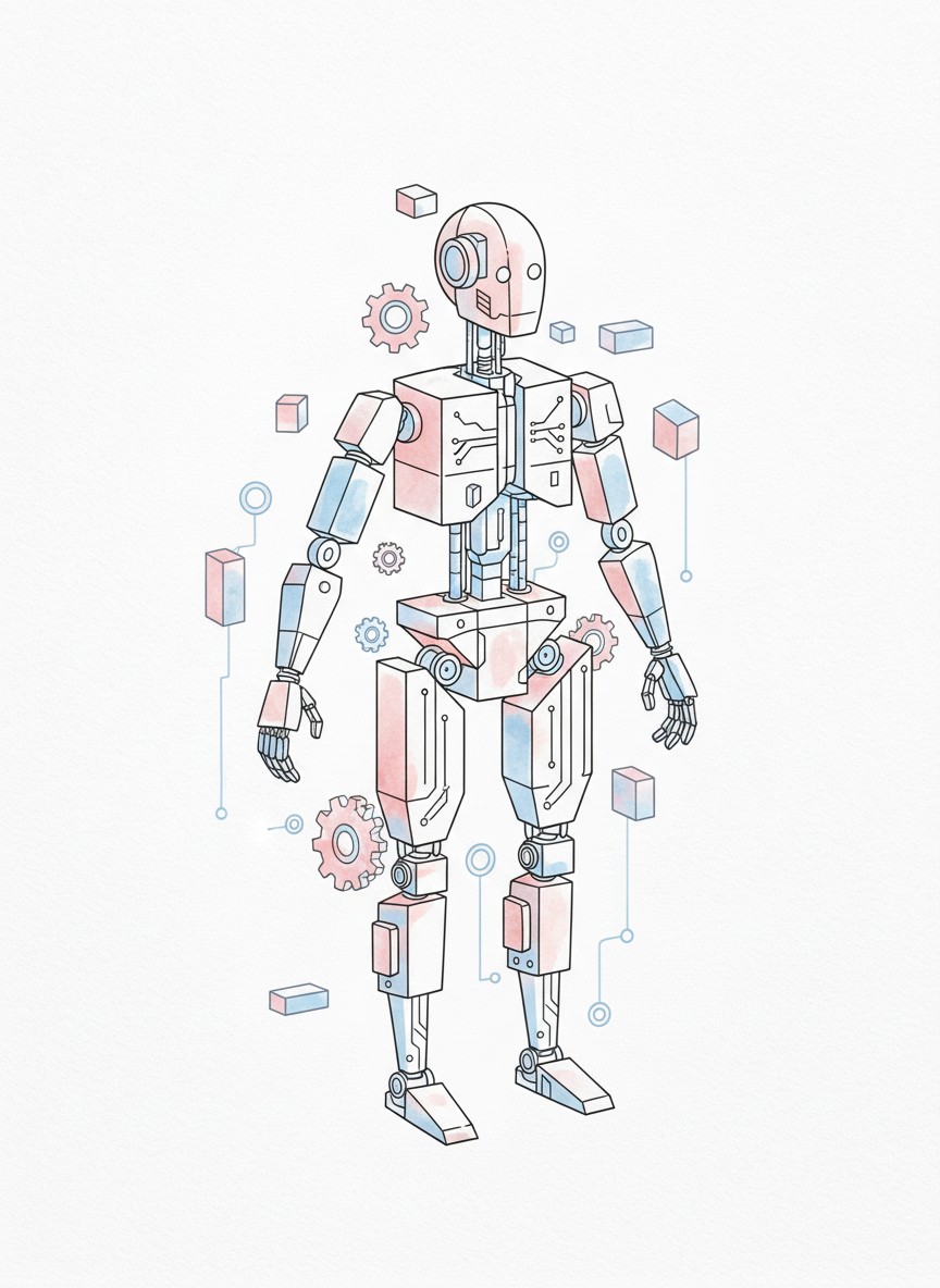AI 伴侣第一次开口说话的概念插画
