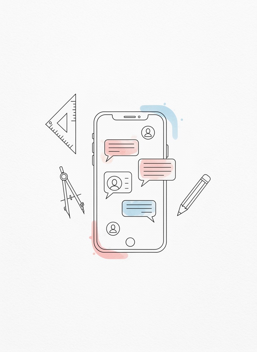 仿微信界面设计的概念插画