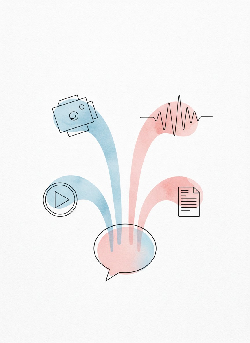 多模态通信补齐的概念插画