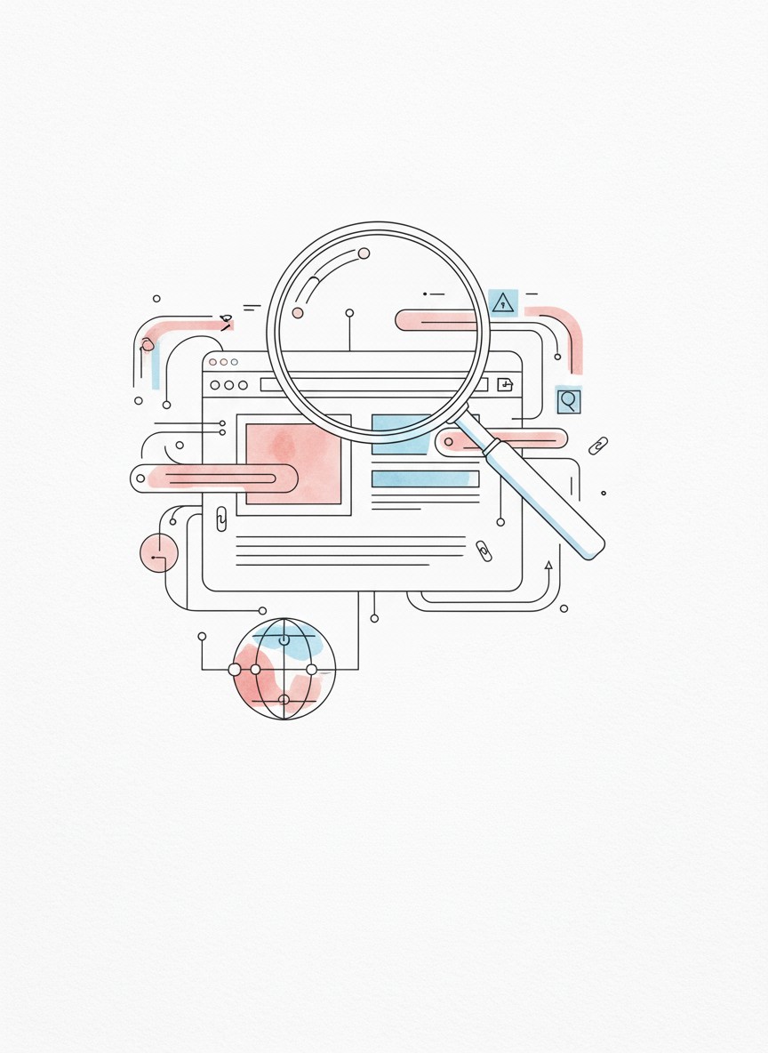 AI 学会阅读互联网的概念插画