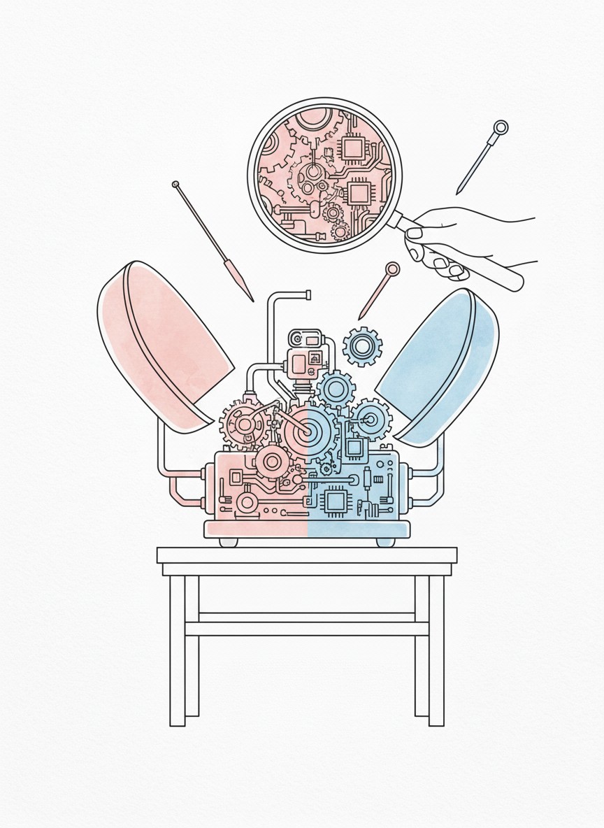 软件器官移植手术的技术概念插画