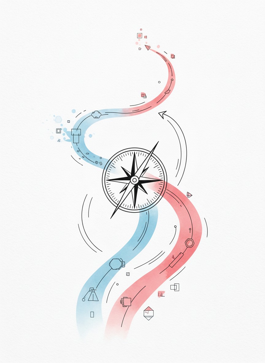 推翻重来、剥掉伪装露出真诚内核的概念插画