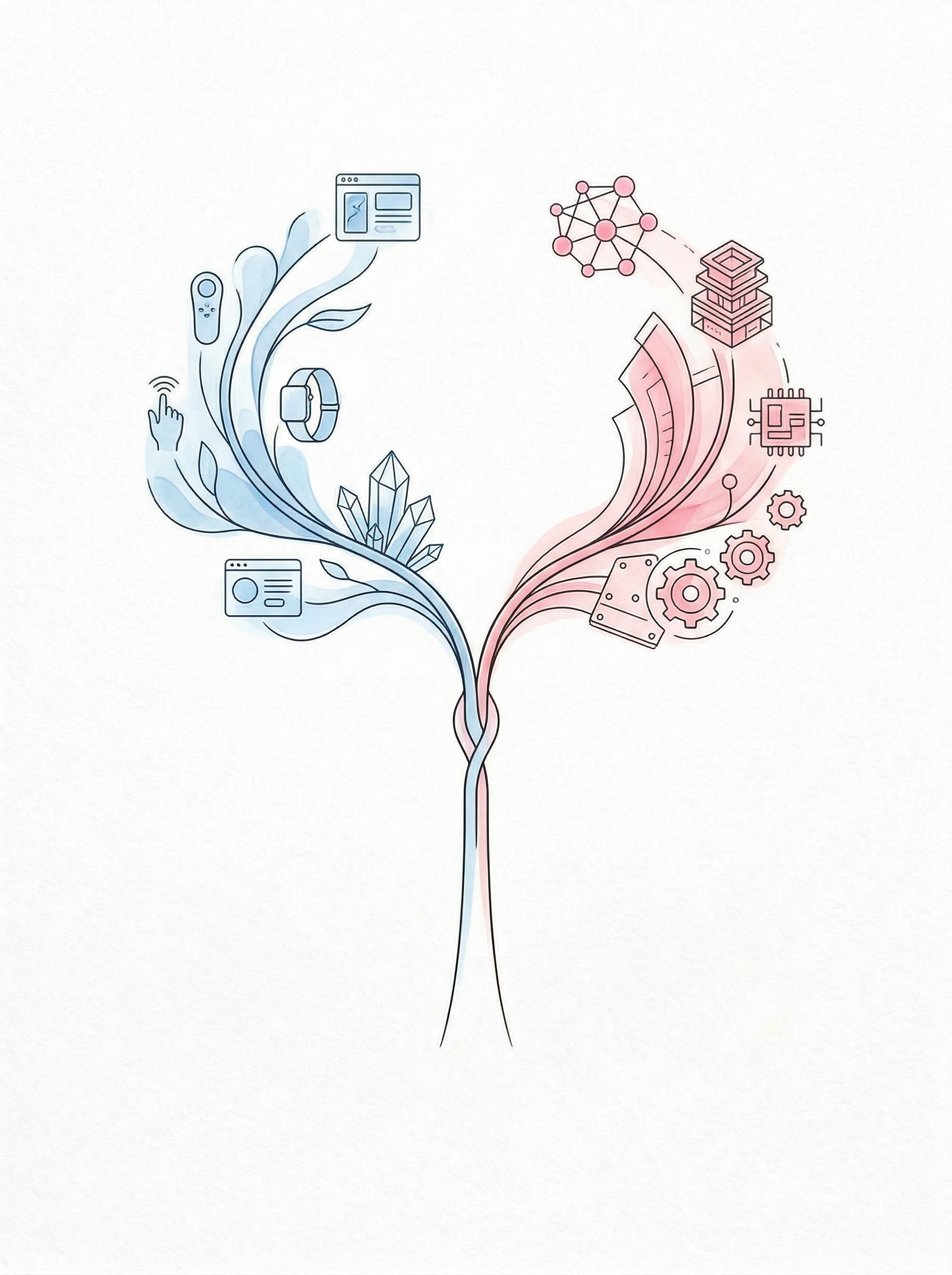 AI伴侣关系从对话中涌现的概念插画