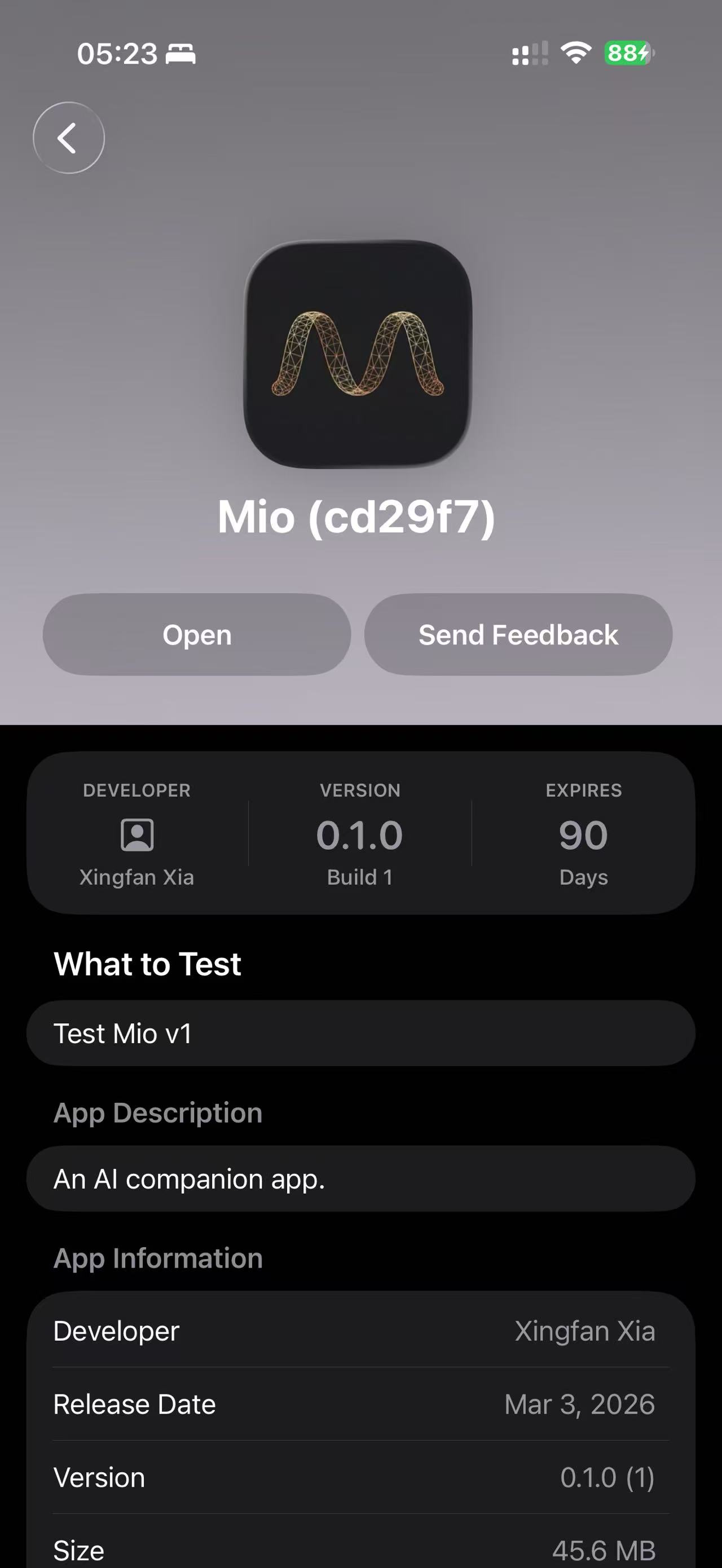 Mio on TestFlight — Mar 3, 2026