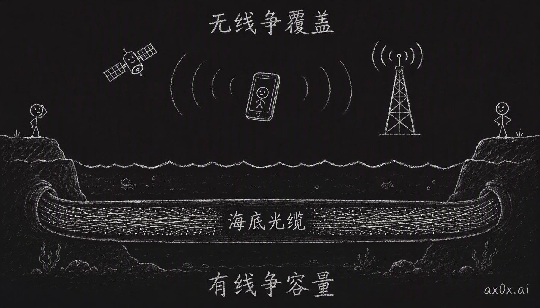 通信史不是无线取代有线：无线争的是覆盖，有线争的是容量，今天绝大多数洲际数据流量走的还是海底光缆