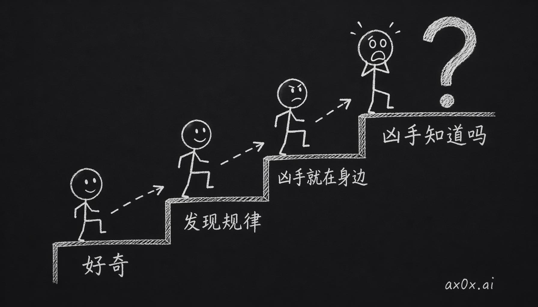 恐惧沿着阶梯升级：从好奇，到发现规律，到凶手就在身边，最后是「凶手知不知道手机在你手里」。
