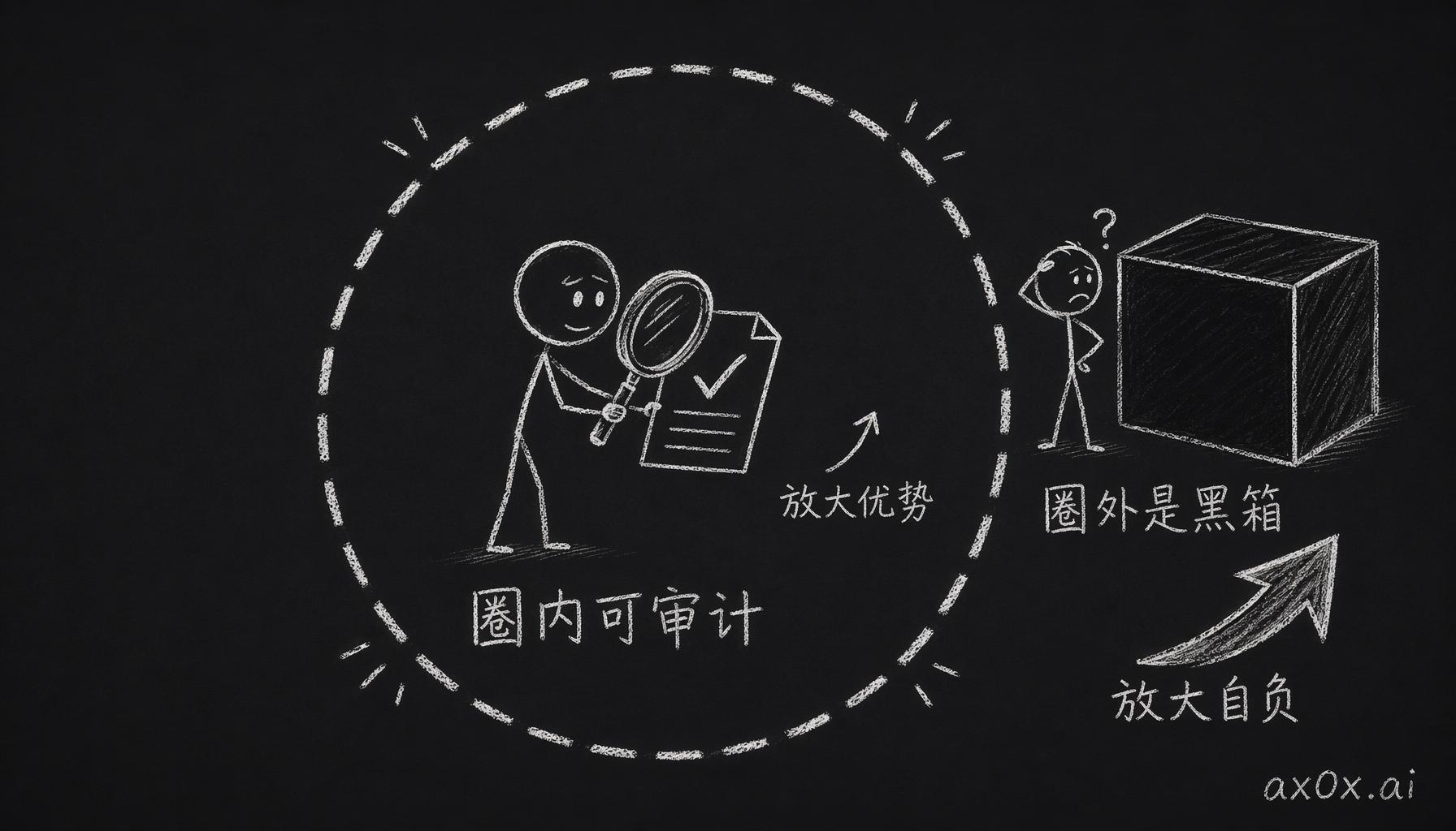 在能力圈内 agent 的输出你能审计、放大的是优势；一出圈它就是个黑箱、放大的是自负——所以边界在哪比圈子多大更重要