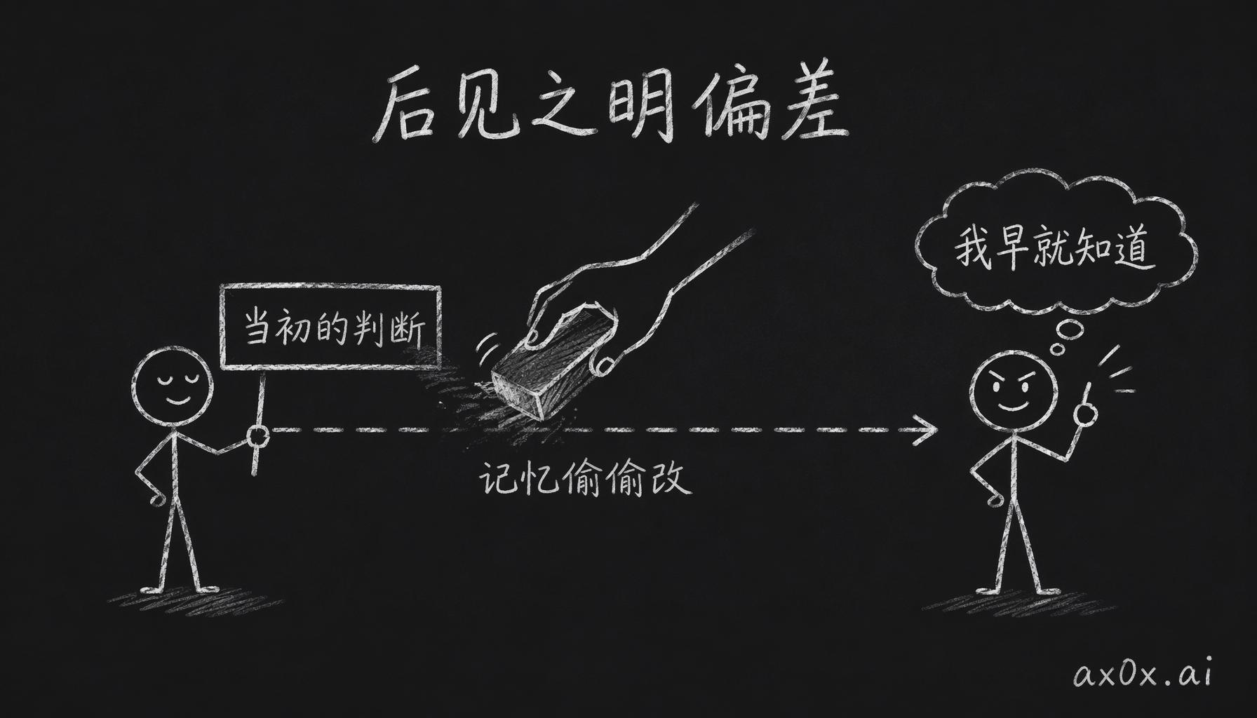 记忆会把当初的判断悄悄改写成事后诸葛，这就是后见之明偏差