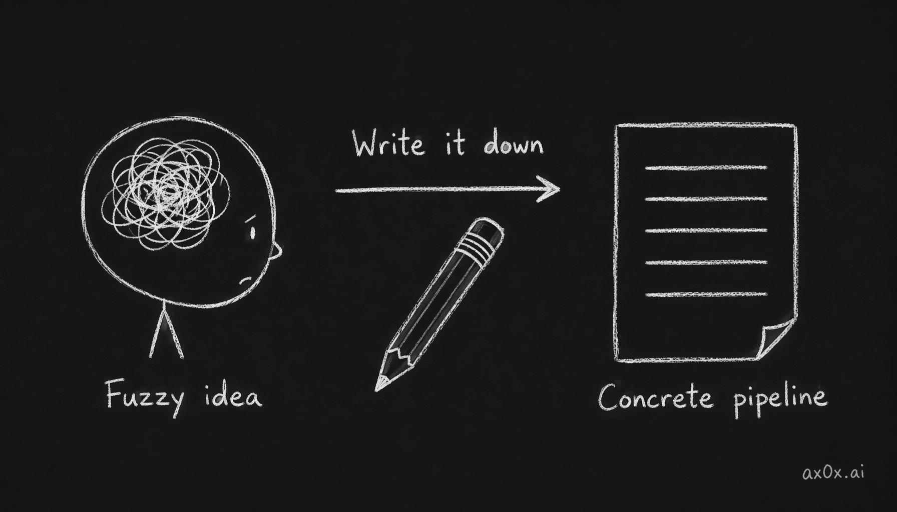 The real payoff of writing skills: it forces something fuzzy in your head into a concrete pipeline an AI can actually run.