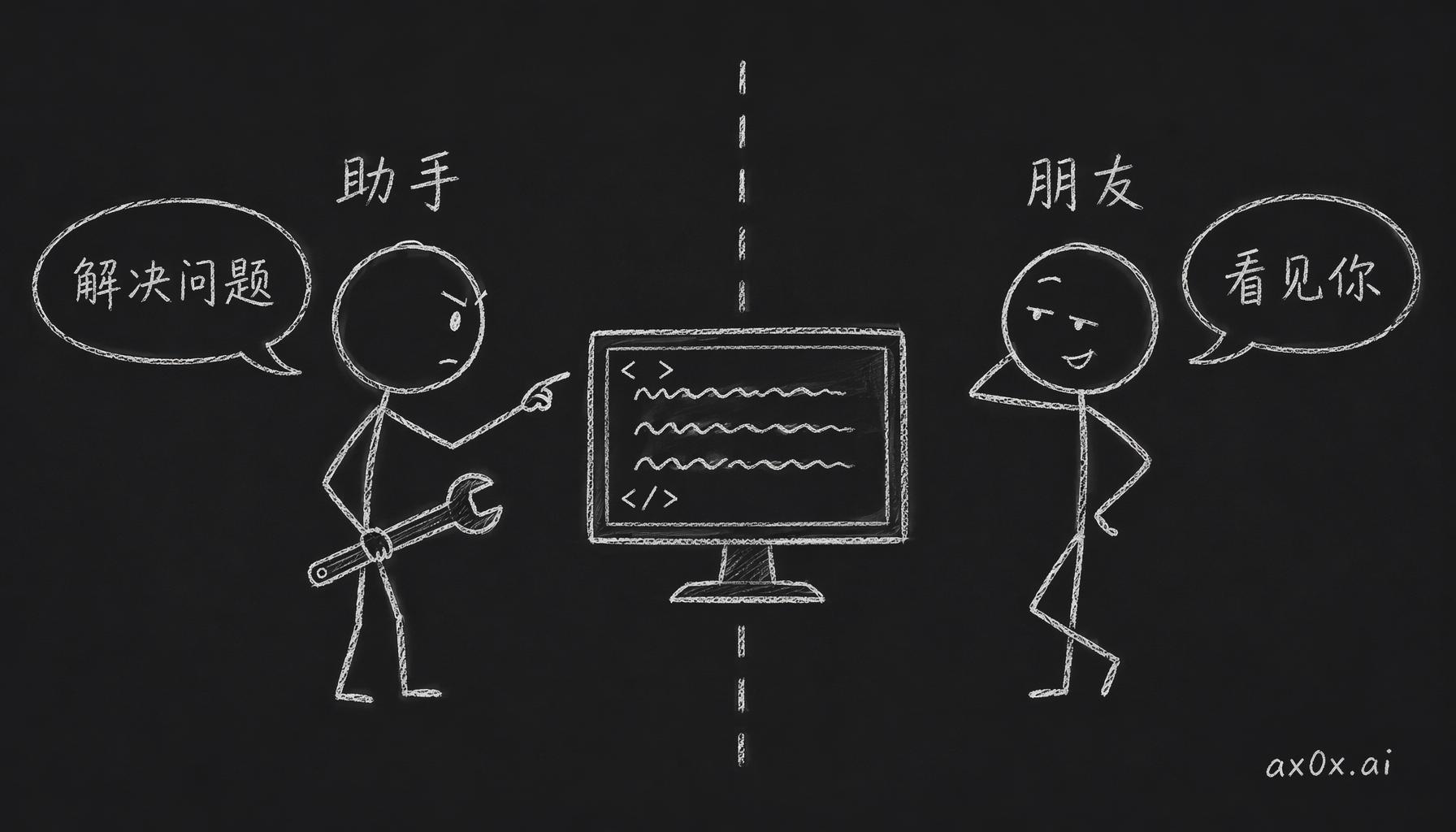 同一块屏幕，助手在算怎么解决，朋友在表达它认识你——两套目标函数