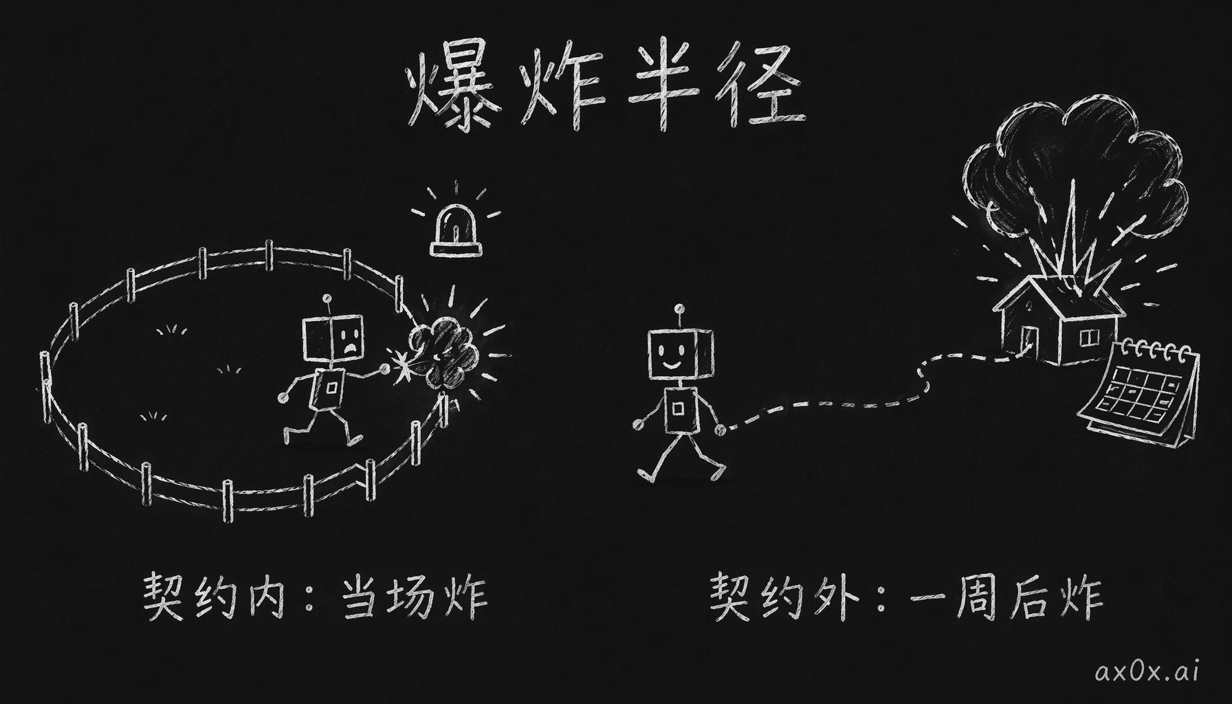 爆炸半径：契约内当场炸，契约外一周后炸