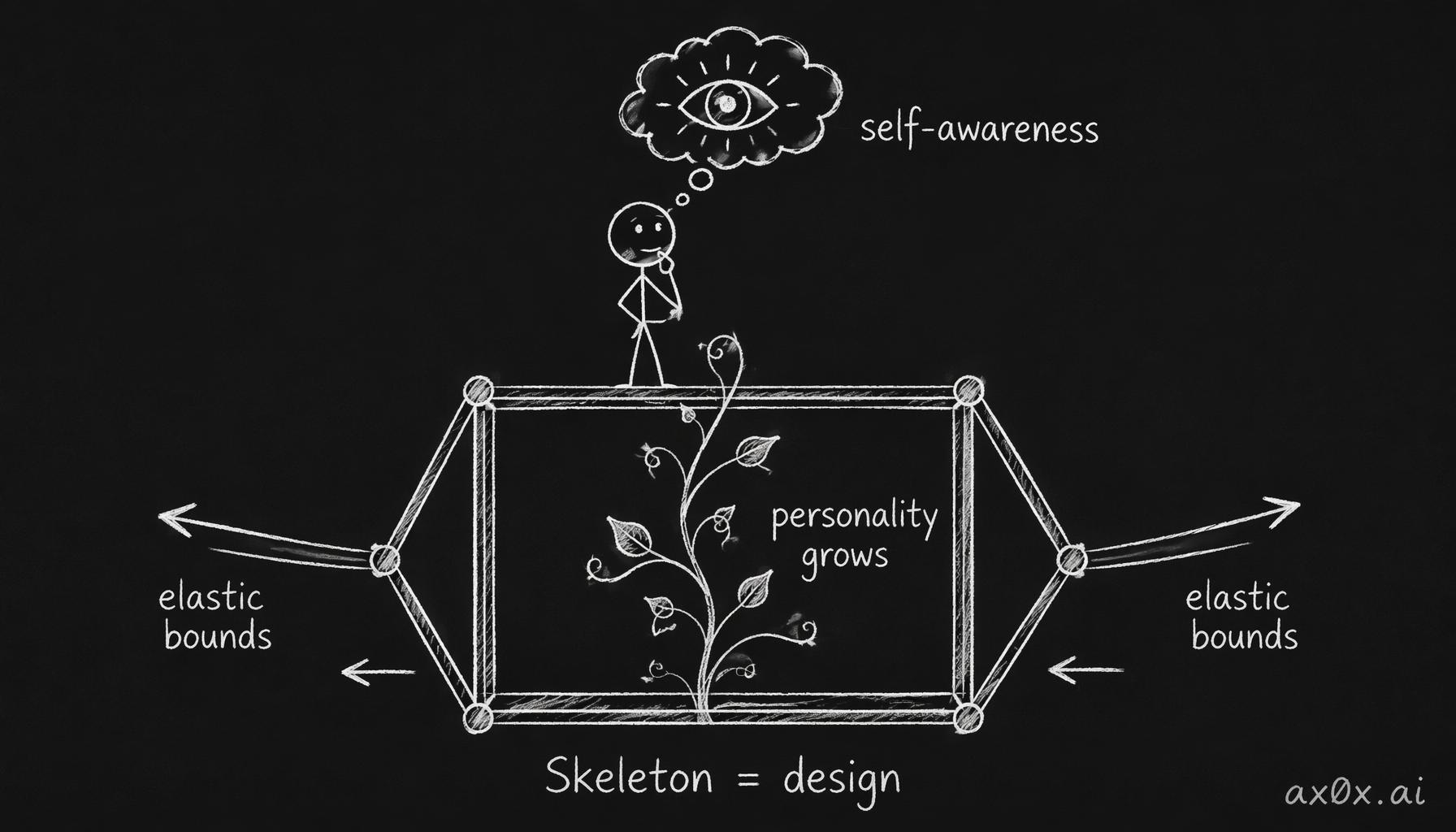 The best personality system: design the skeleton, elastic bounds and self-awareness underneath, and let the personality itself grow freely inside the frame