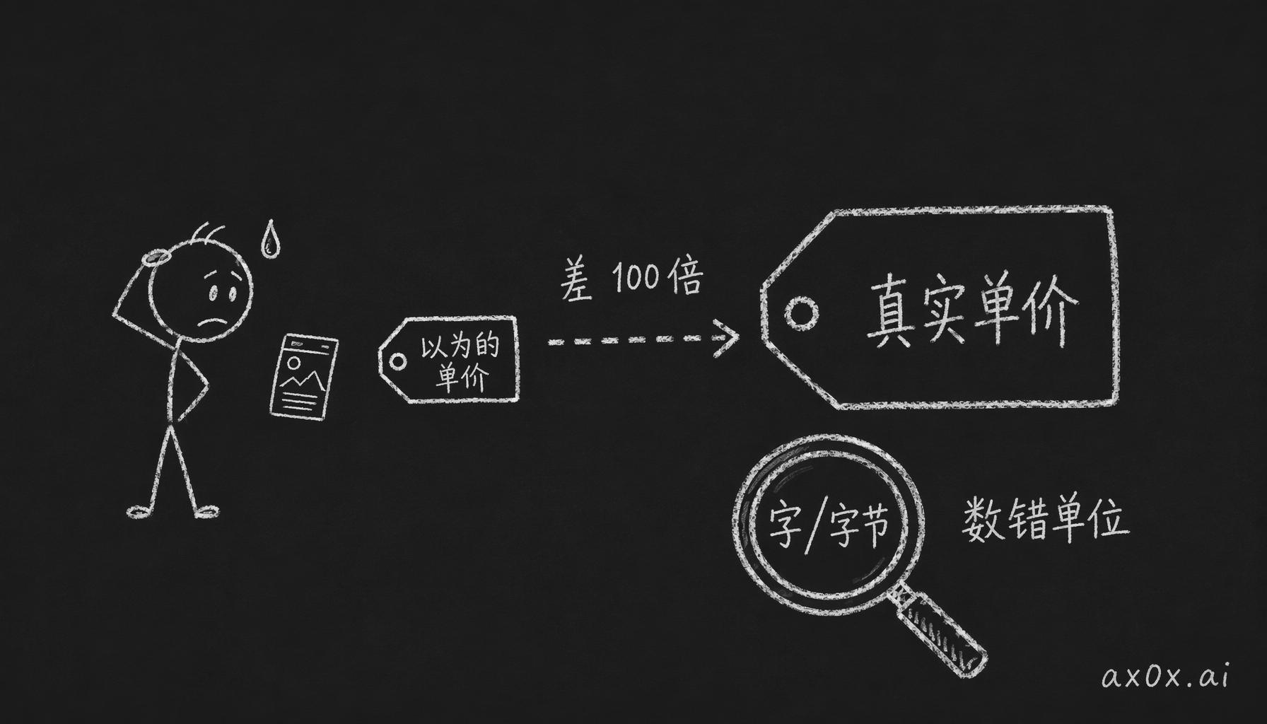 上线前的成本审计里两处把单位数错——图片按文本单价、TTS 按字符不按字节——导致成本估算差了几个数量级。
