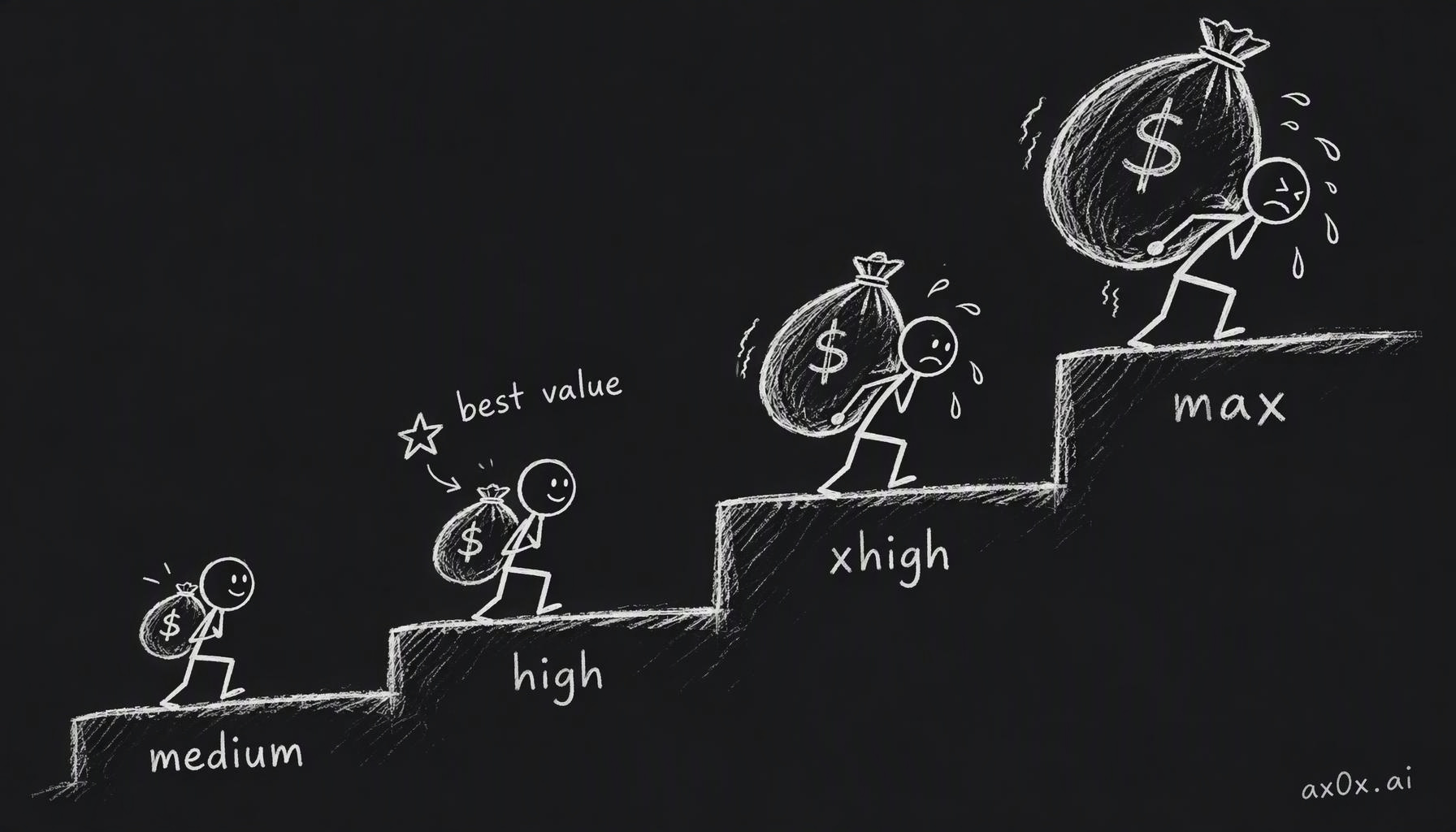 The effort ladder: medium to high is the cheap step; each step above roughly doubles cost