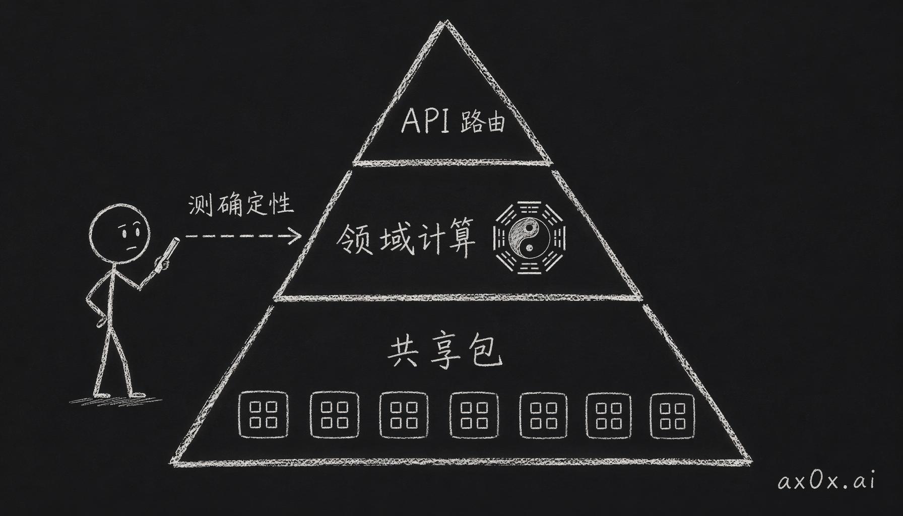 刻意排的三层测试优先级——从共享包到领域计算再到 API 路由，且领域逻辑测的是确定性而非正确性