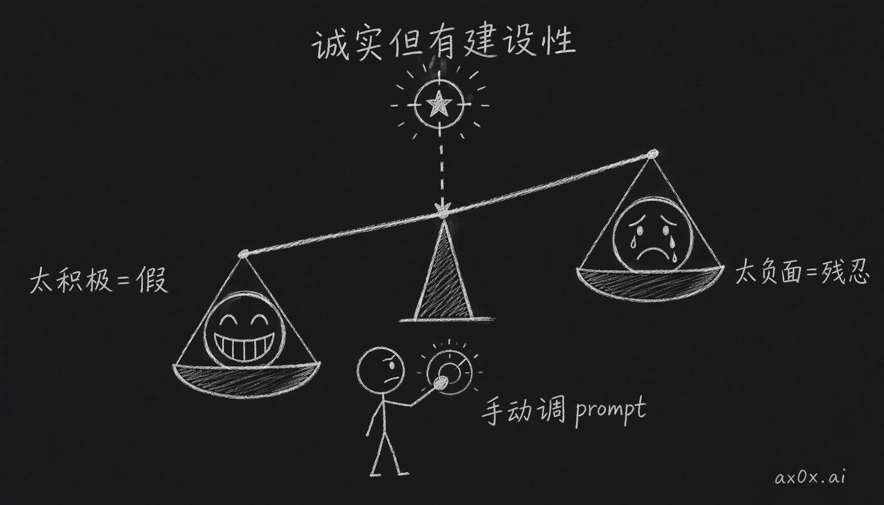算命解读的语气天平：太积极显假、太负面残忍，靠手动调 prompt 找到诚实但有建设性的平衡点