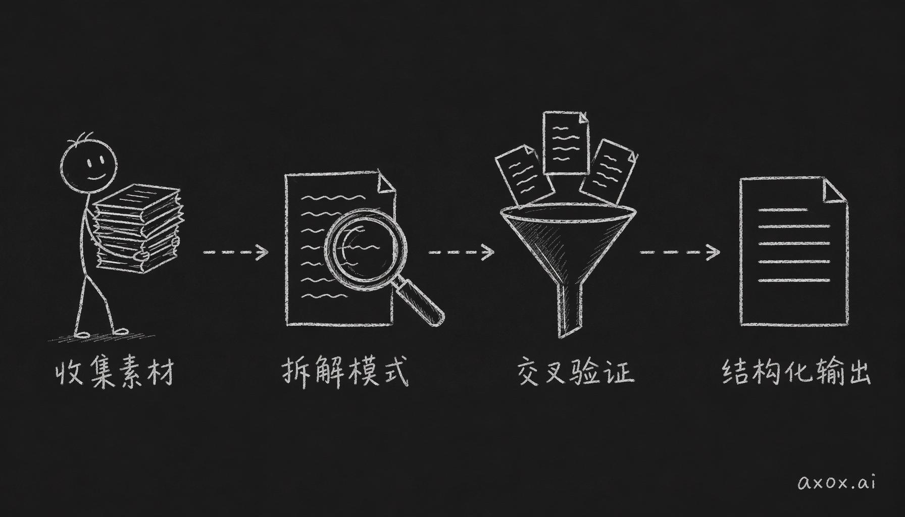 从一堆范文到可复用 style profile 的四步提取流程：收集素材、拆解模式、交叉验证、结构化输出