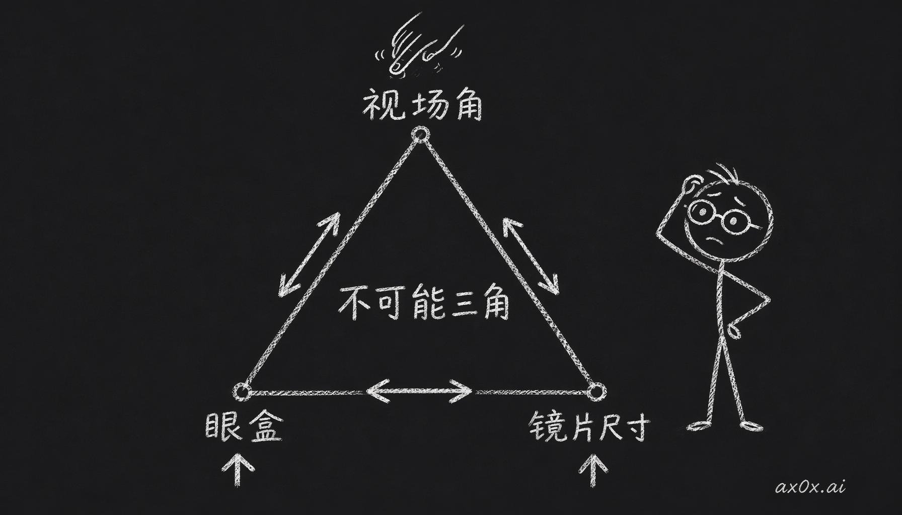 AR 光波导的不可能三角：视场角、眼盒、镜片尺寸三个指标互相牵制，按下一个另一个就浮起来。