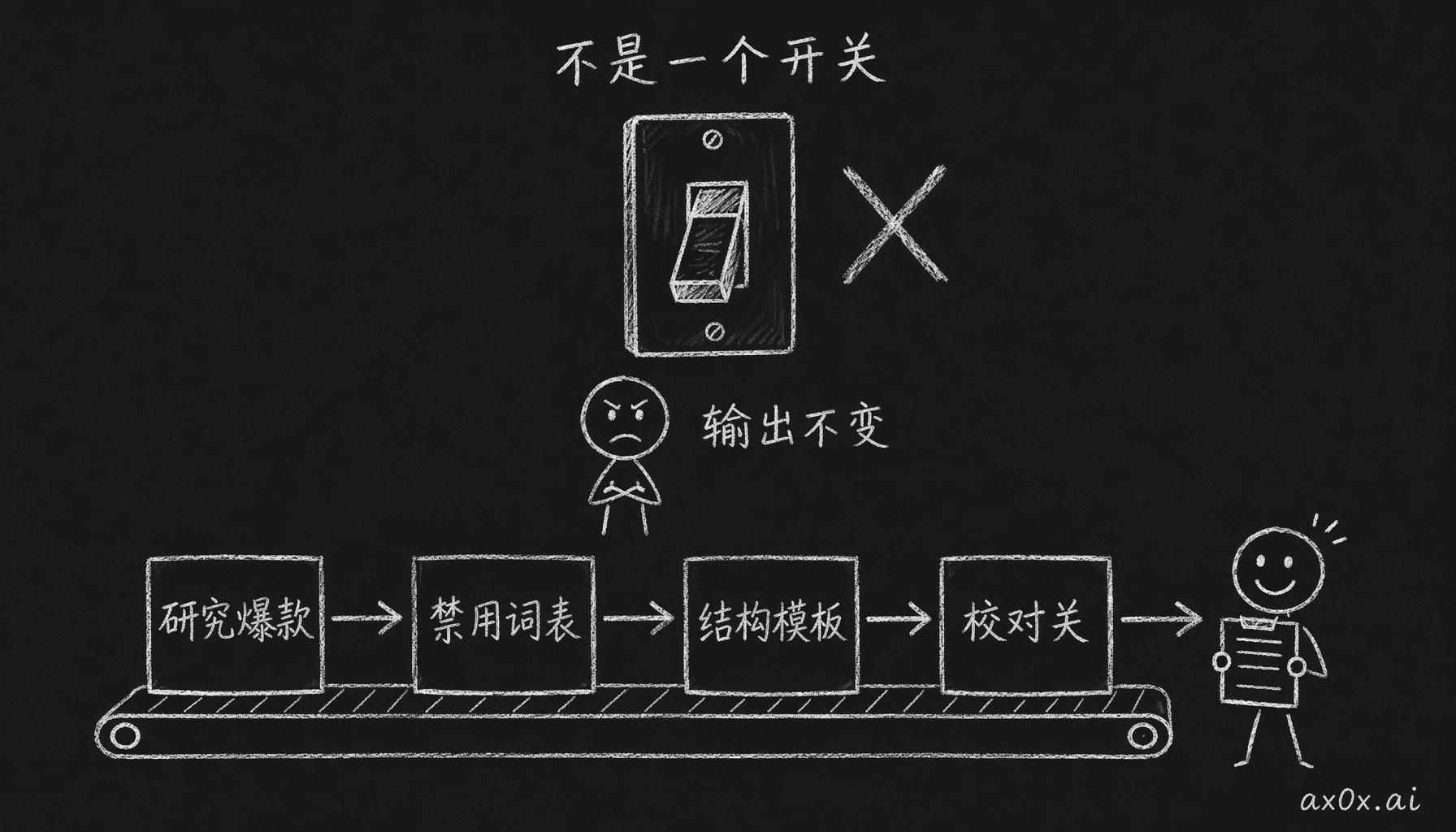风格修不了靠一个开关，得搭一条从研究爆款到校对关的多级管线，中文才能变原生。