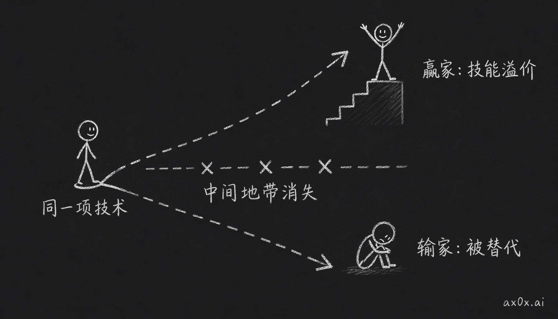 分化：同一项技术让赢家向上、输家向下，中间地带被掏空消失