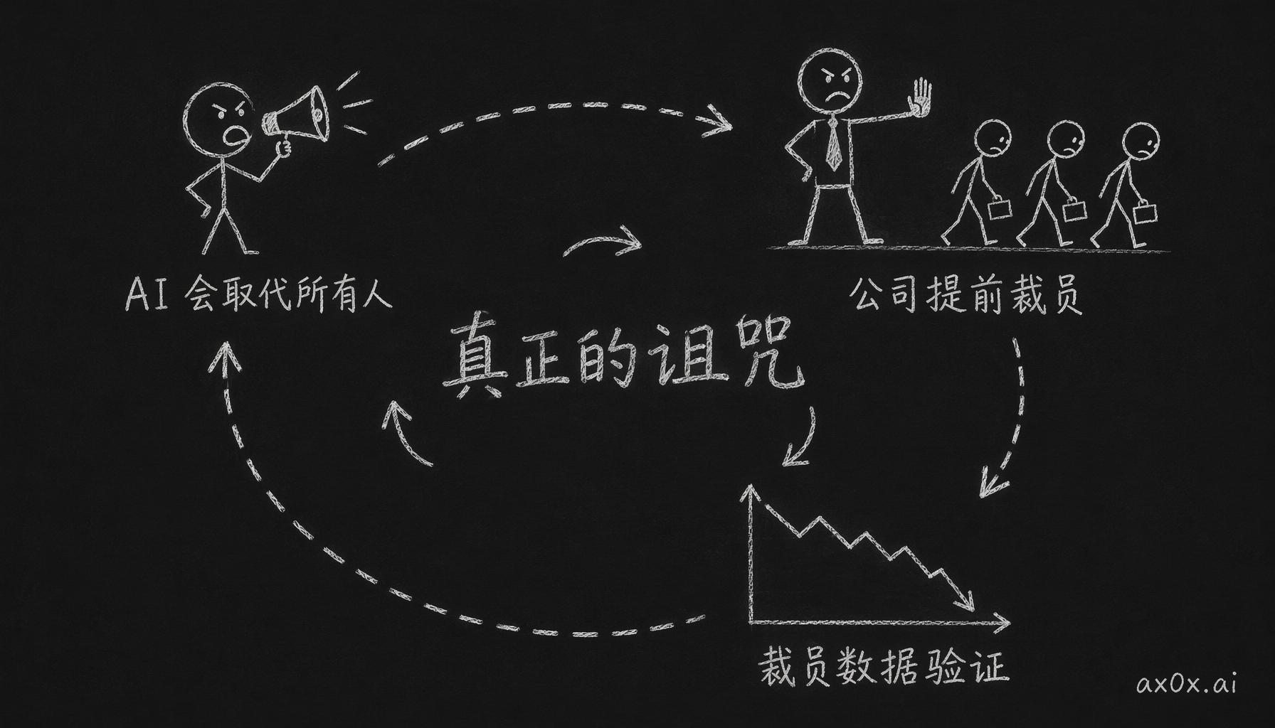 自证预言回路：故事让公司提前裁员，裁员数据回头验证故事，越转越像真的