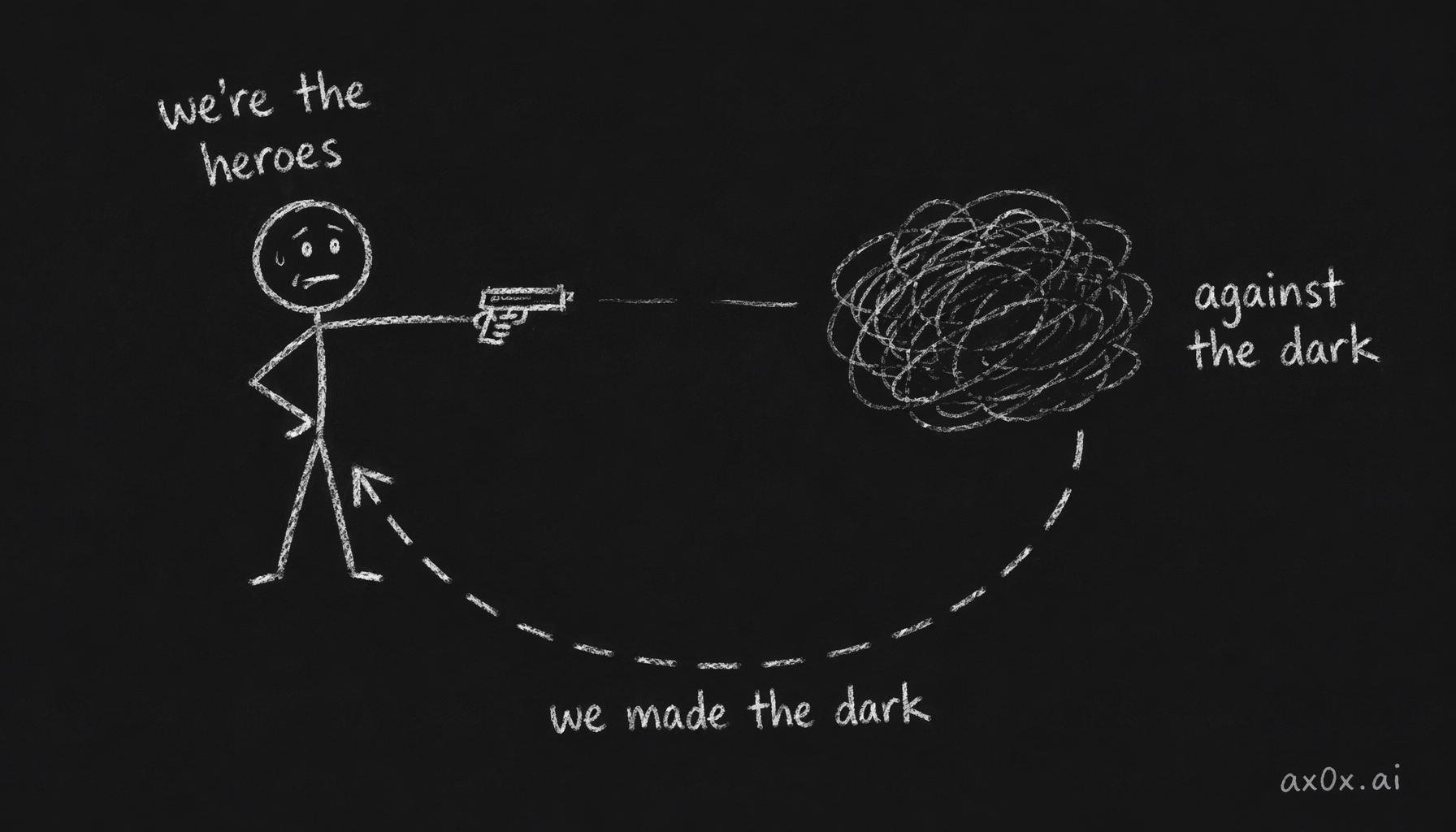 Every faction thinks it's the last hope against the dark — but trace it back and the dark is usually something they made themselves, cause looping into a circle