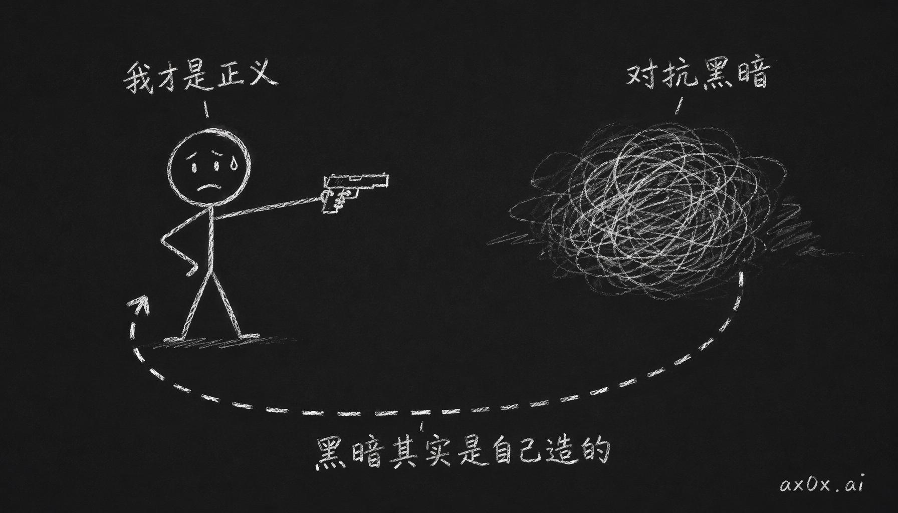 每一家都觉得自己在替银河挡黑暗，可往回追，那黑暗很多时候就是他们自己造出来的——因果绕成一个圈