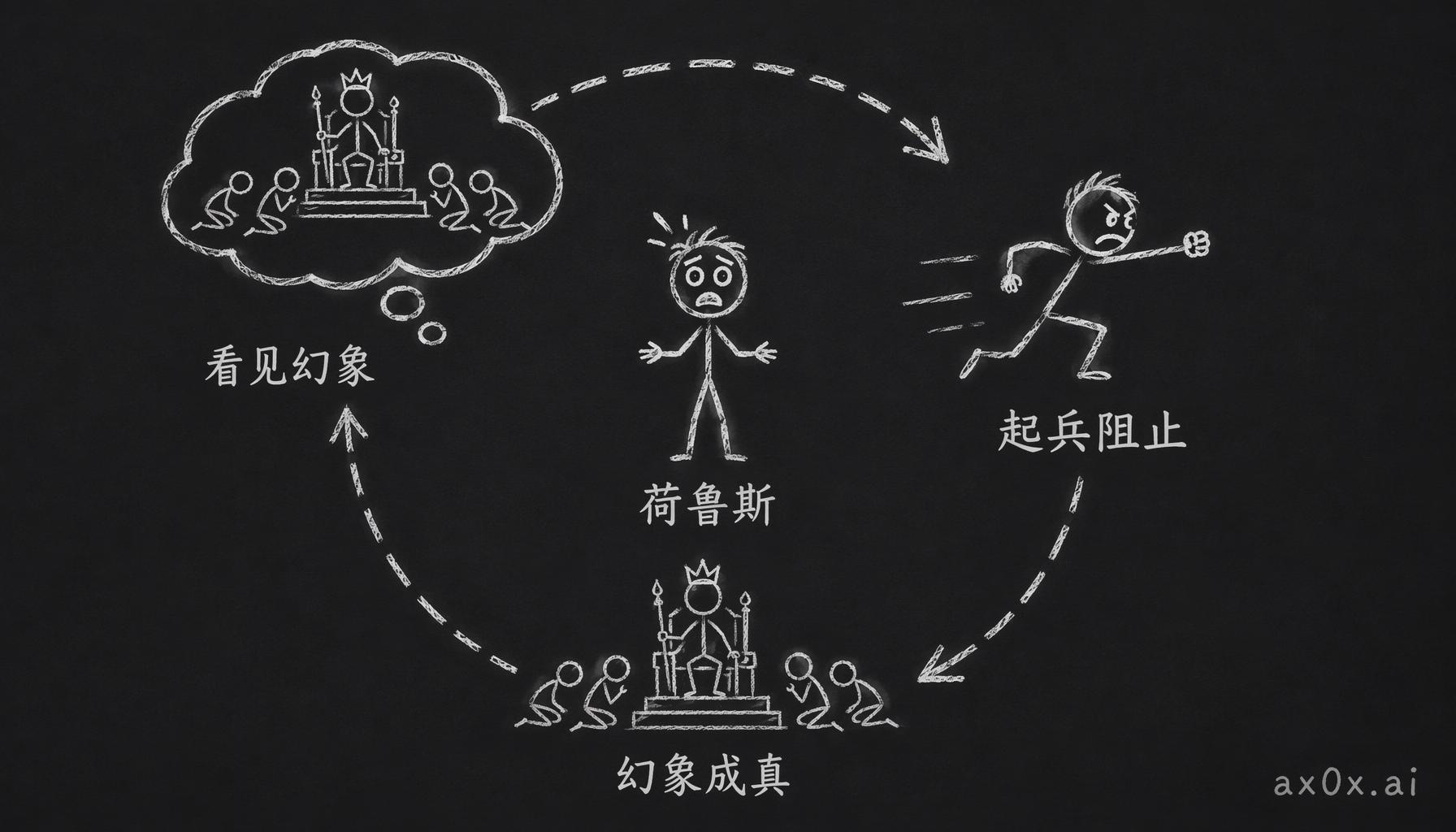 荷鲁斯为了阻止「父亲被当神崇拜」的幻象而反叛，反叛本身却让这个幻象成了真。