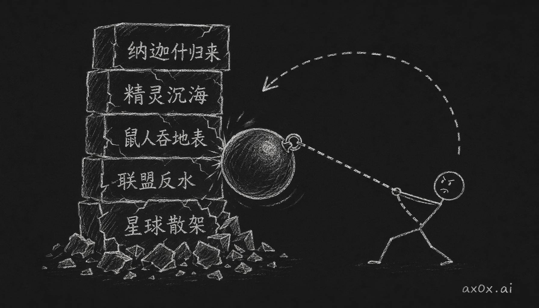 五本终焉之时小说像有计划的拆楼，一本拆掉一层，从纳迦什归来到星球散架层层塌下