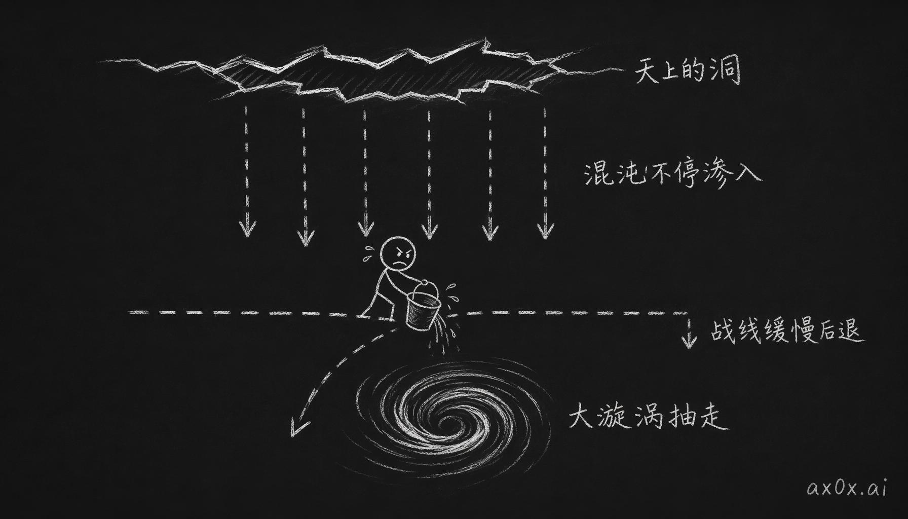天上的洞永远关不上、混沌不停往南渗，全靠精灵和蜥蜴人一直做维护把战线勉强撑住，而战线一直在缓慢后退
