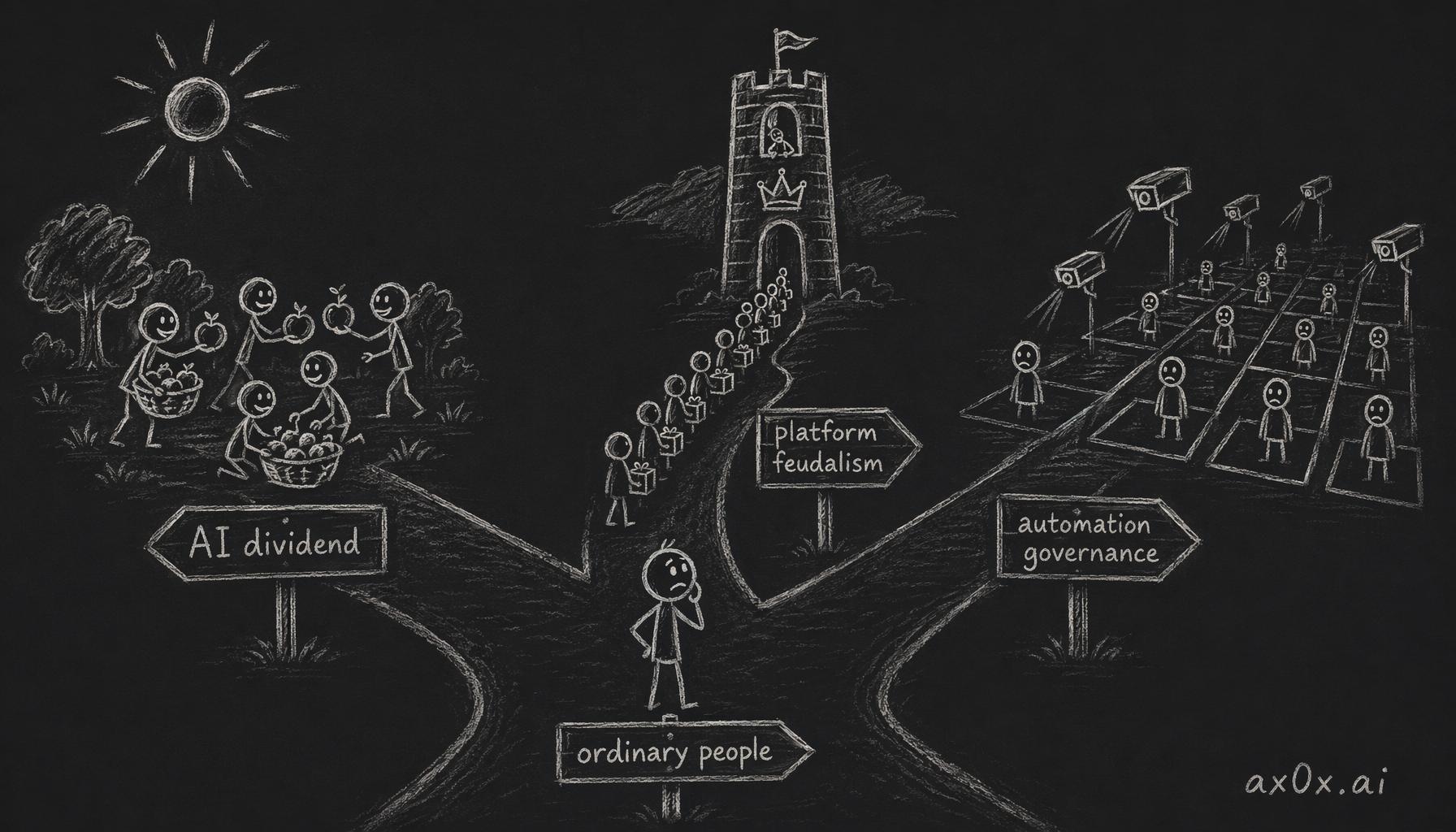 Three paths: AI dividend society / platform feudalism / high-automation governance